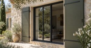 Fenêtres et volets extérieurs sur une maison méditerranéenne