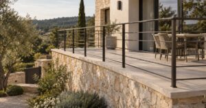 Garde-corps métallique installé sur la terrasse d’une maison méditerranéenne